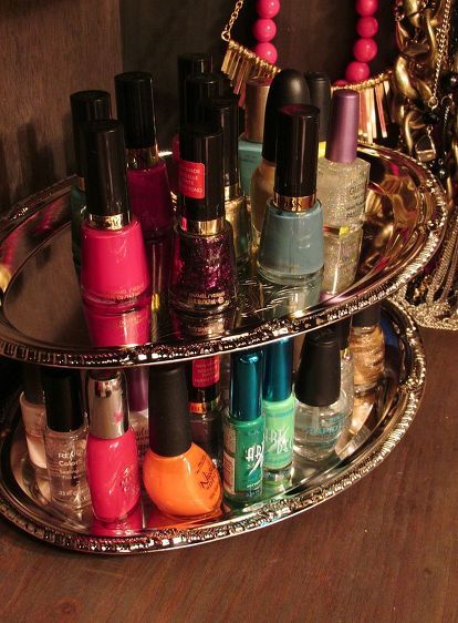 Organize your nail polish and nail tools with dollar store baskets DIY